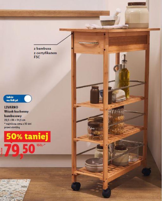promocja na bambusowy wózek kuchenny w Lidlu