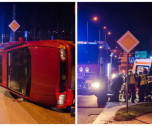 Niebezpieczne wypadki w powiecie ełckim. Motorowerzystka wjechała w budynek, a starsze małżeństwo w barierki