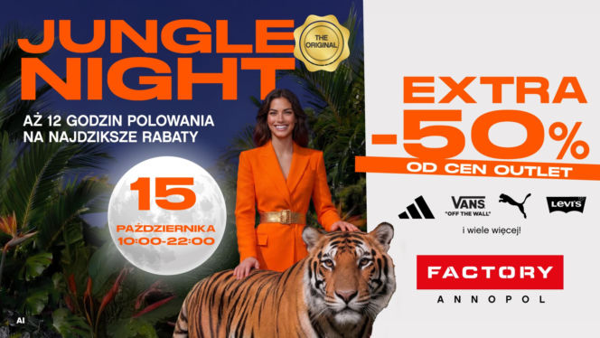 FACTORY Annopol obniża ceny o 50% na 12 godzin.  Startuje jesienne Jungle Night