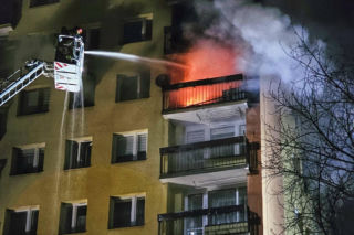 Pożar wieżowca w Cieszynie