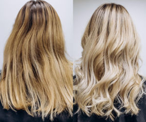 Dodaj 1 kroplę do odżywki i nałóż na pożółkły blond. Po 10 minutach pasma odzyskają chłodny odcień i będą pełne blasku. Domowy sposób na pozbycie się żółtego koloru z rozjaśnianych włosów 