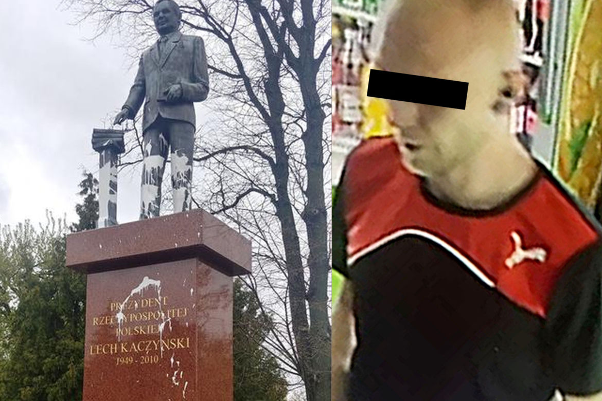 Pomnik Lecha Kaczyńskiego w Siedlcach oblany farbą. Sprawca został zatrzymany