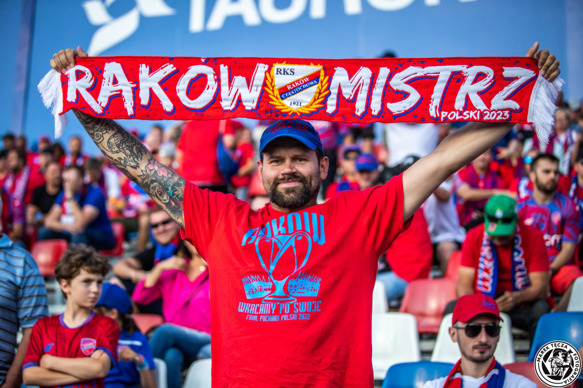 Kibice podczas meczu Raków Częstochowa - Jagiellonia Białystok 