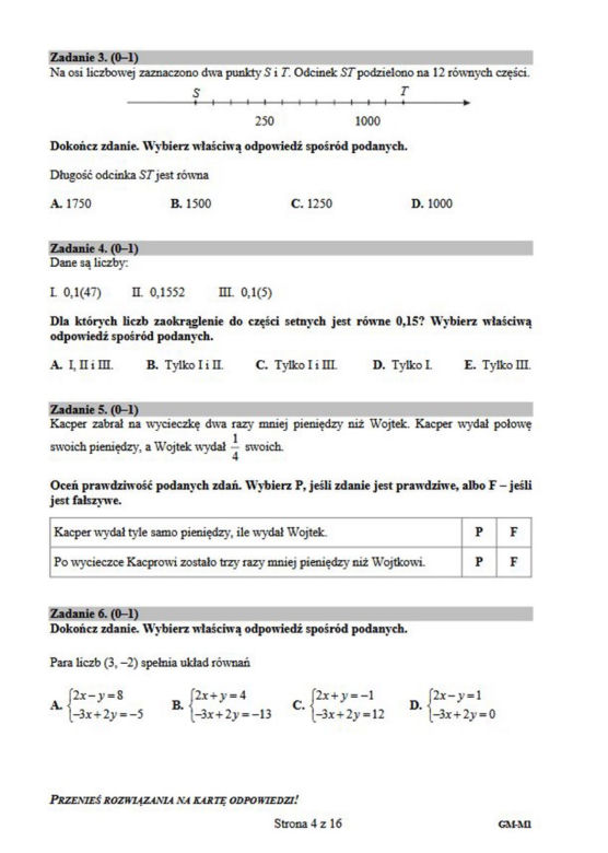 Egzamin gimnazjalny 2019 z matematyki