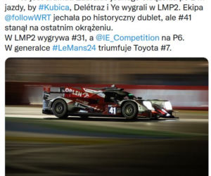 Tak internauci zareagowali na dramat Kubicy w Le Mans 24h