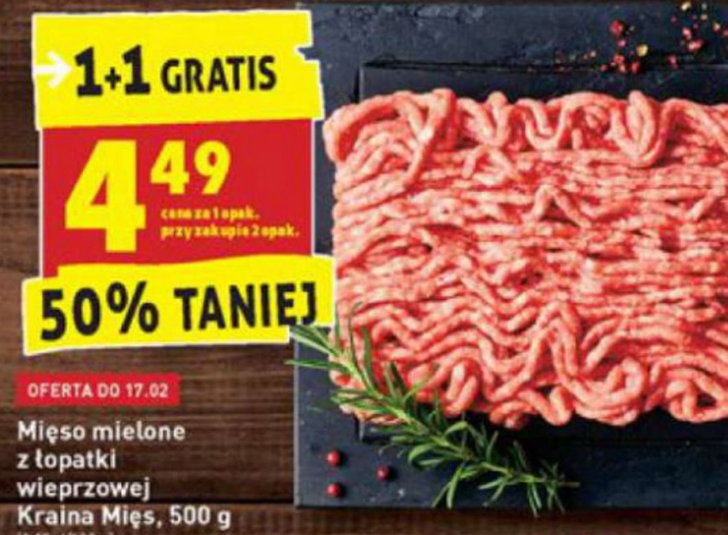 mięso mielone z łopatki wieprzowej 1+1 gratis