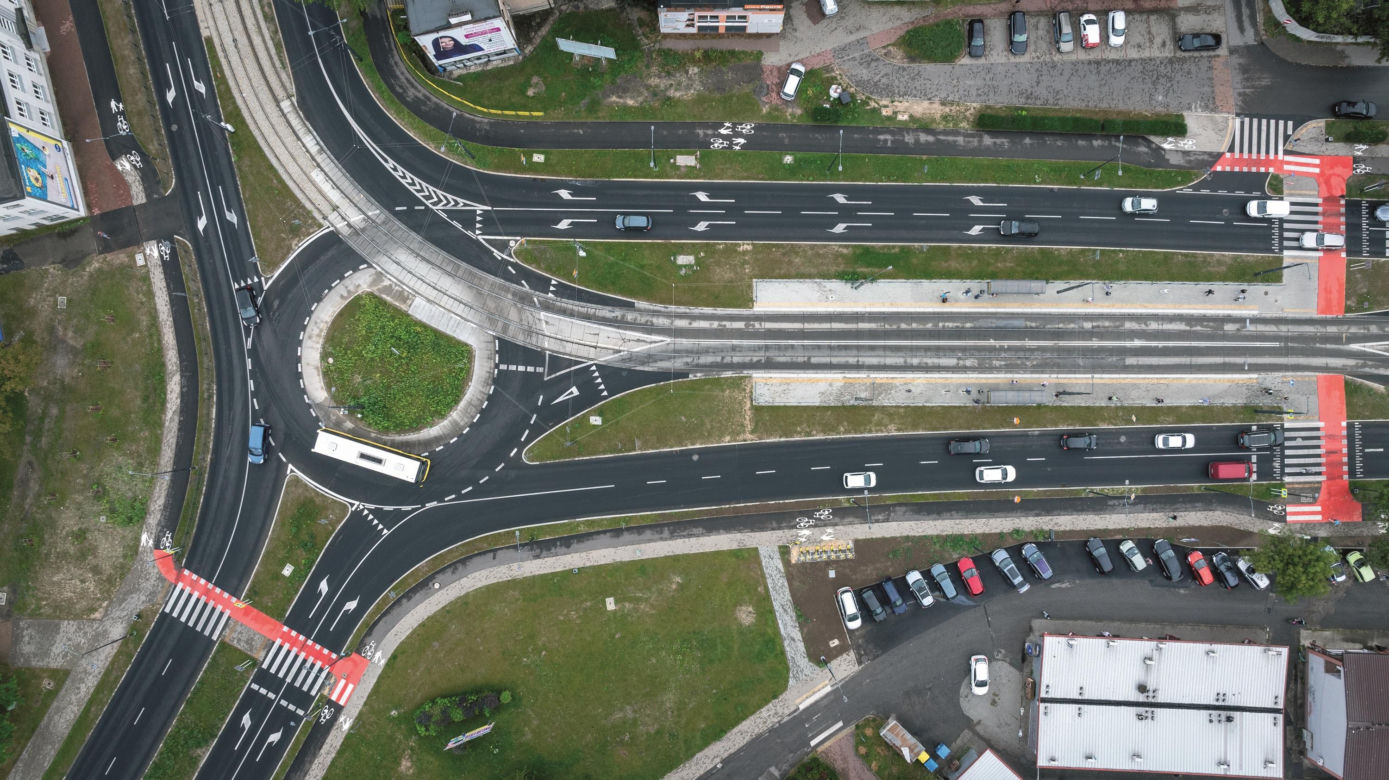 Budowa dróg rowerowych i przebudowa infrastruktury drogowej (szczegóły), Dąbrowa Górnicza, ciąg ulic: Sobieskiego, Królowej Jadwigi i Piłsudskiego