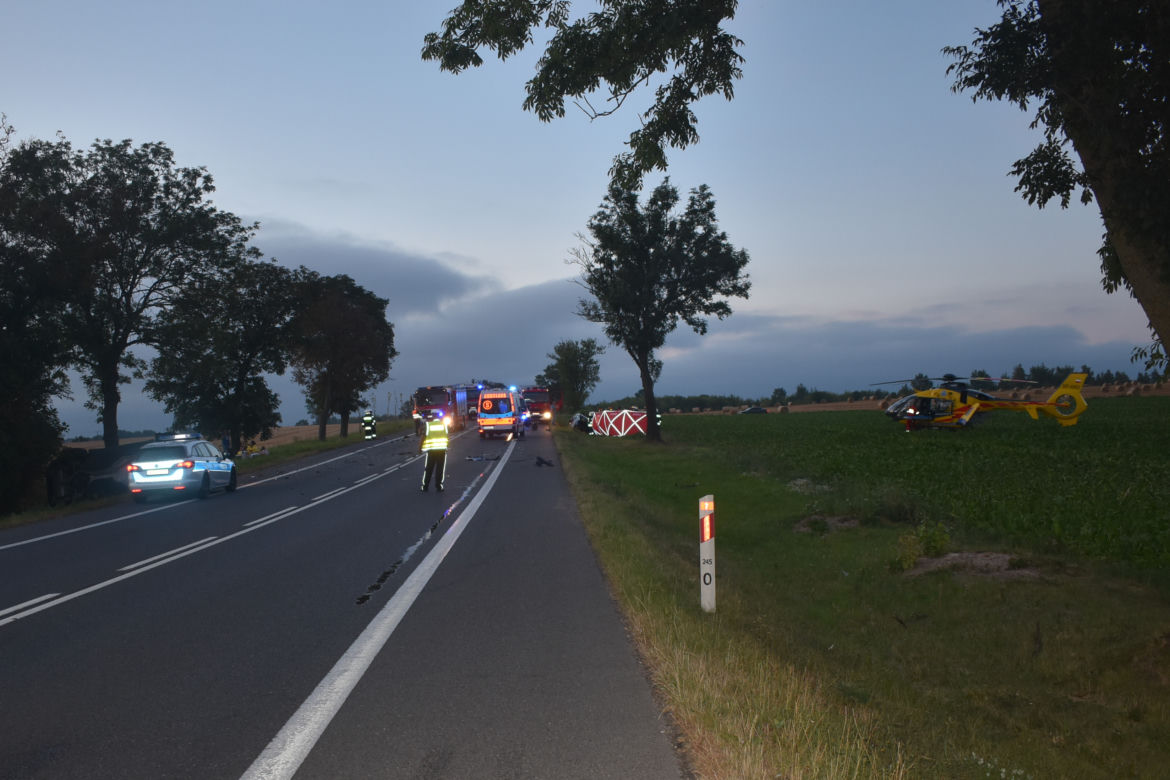 Kierowca ZGINĄŁ, pasażerowie ciężko ranni! Rozerwane auto! ZDJĘCIA z fatalnego wypadku pod Mławą