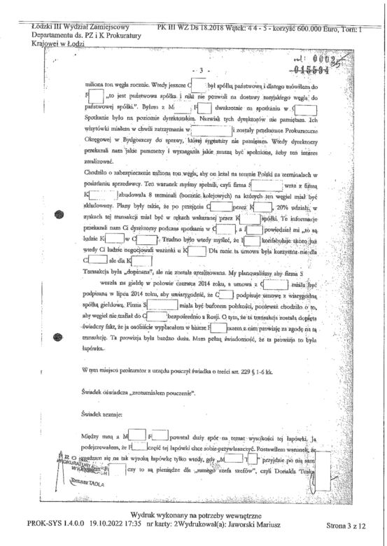 Afera taśmowa - skan protokołu