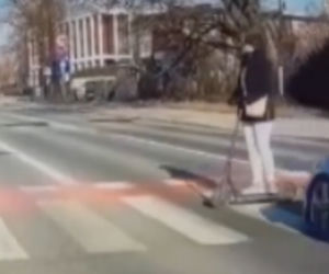 Kraków: DRASTYCZNE wideo z potrącenia kobiety na hulajnodze! Sprawca trafił w ręce policji 