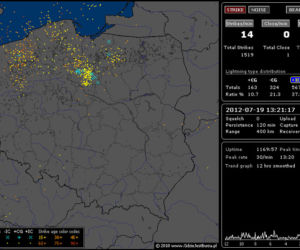 BURZE nad POLSKĄ 19.07.2012: NA ŻYWO - gdzie są i gdzie będą burze - MAPY, pogoda na czwartek, 19.07.2012