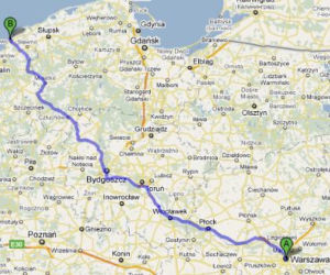 Trasa 25 Warszawa-Darłowo - mapka