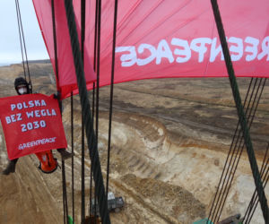 Protest Greenpeace na terenie kopalni Turów