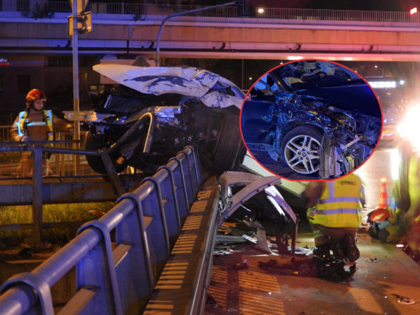 Dramatyczny wypadek na S8. BMW wylądowało na barierze