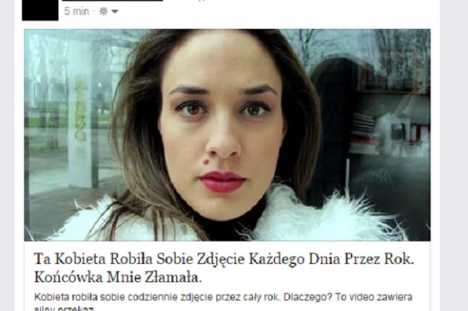 Wirusowa wiadomość na Facebooku - screen