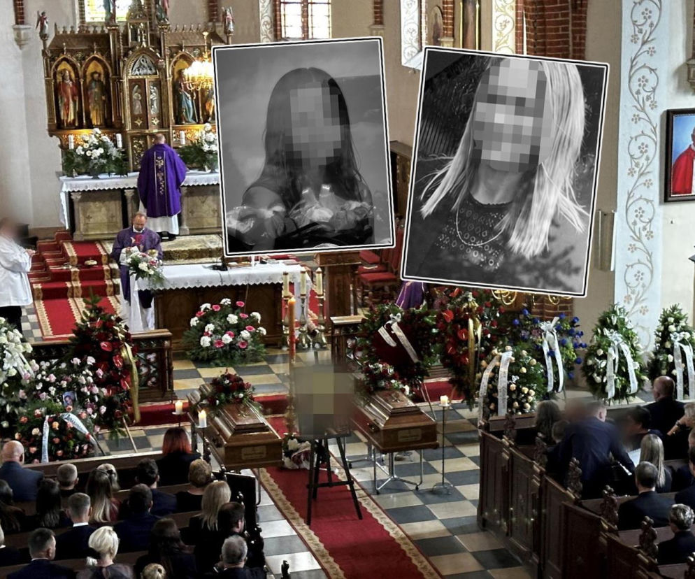 Pogrzeb ofiar wypadku w Postolinie w kościele. Obok portrety zmarłych kobiet. O tragedii pisze Eska Trójmiasto.