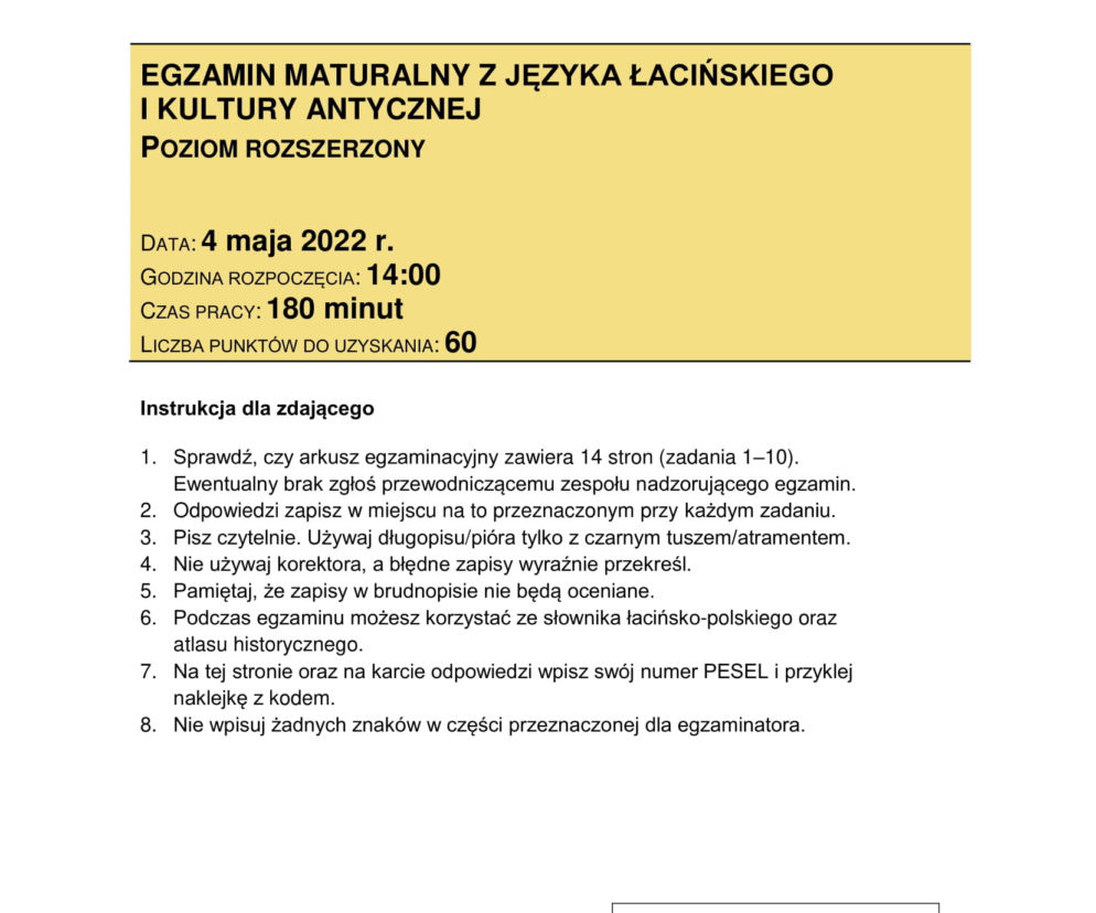  Matura 2022: łacina. Arkusze CKE. To było na maturze 2022 z łaciny i kultury antycznej	