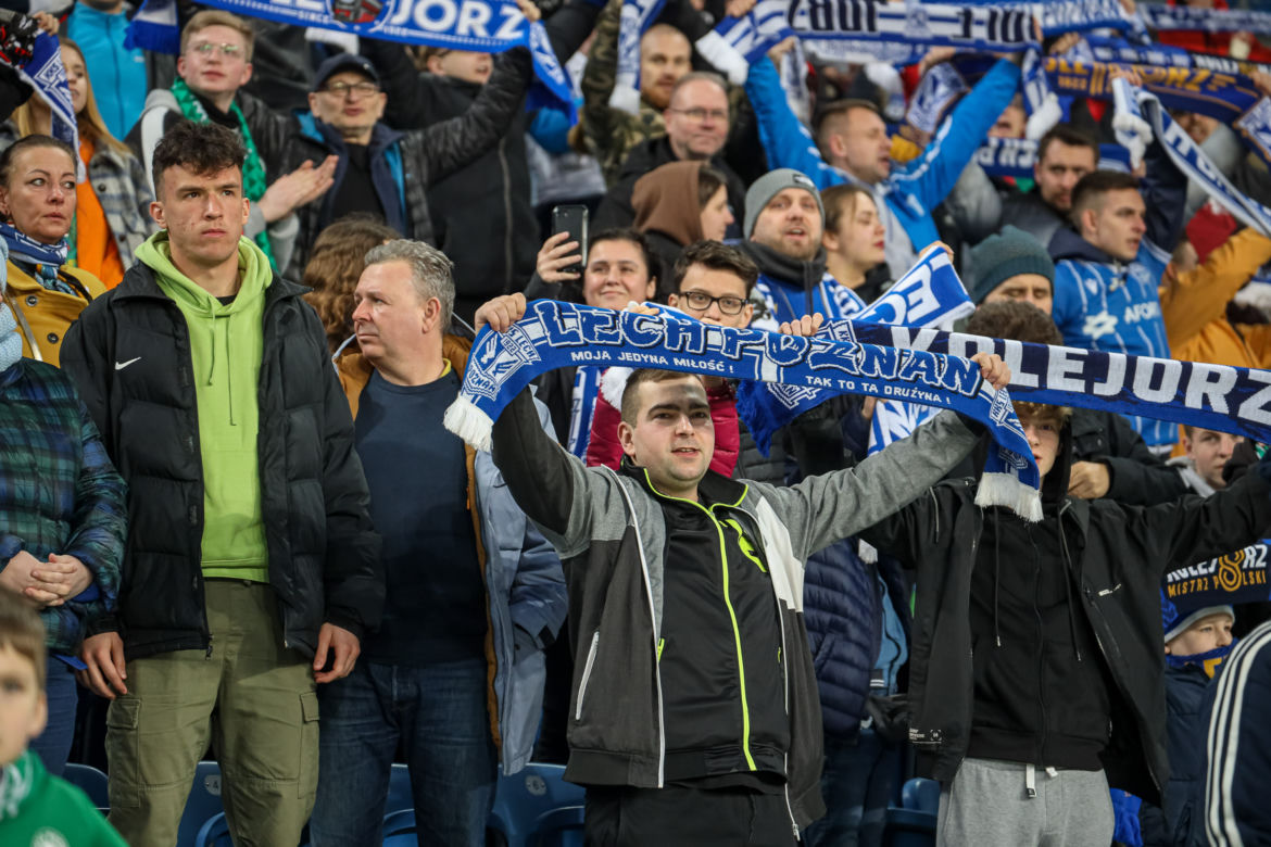 Kibice na meczu Lech Poznań - Warta Poznań