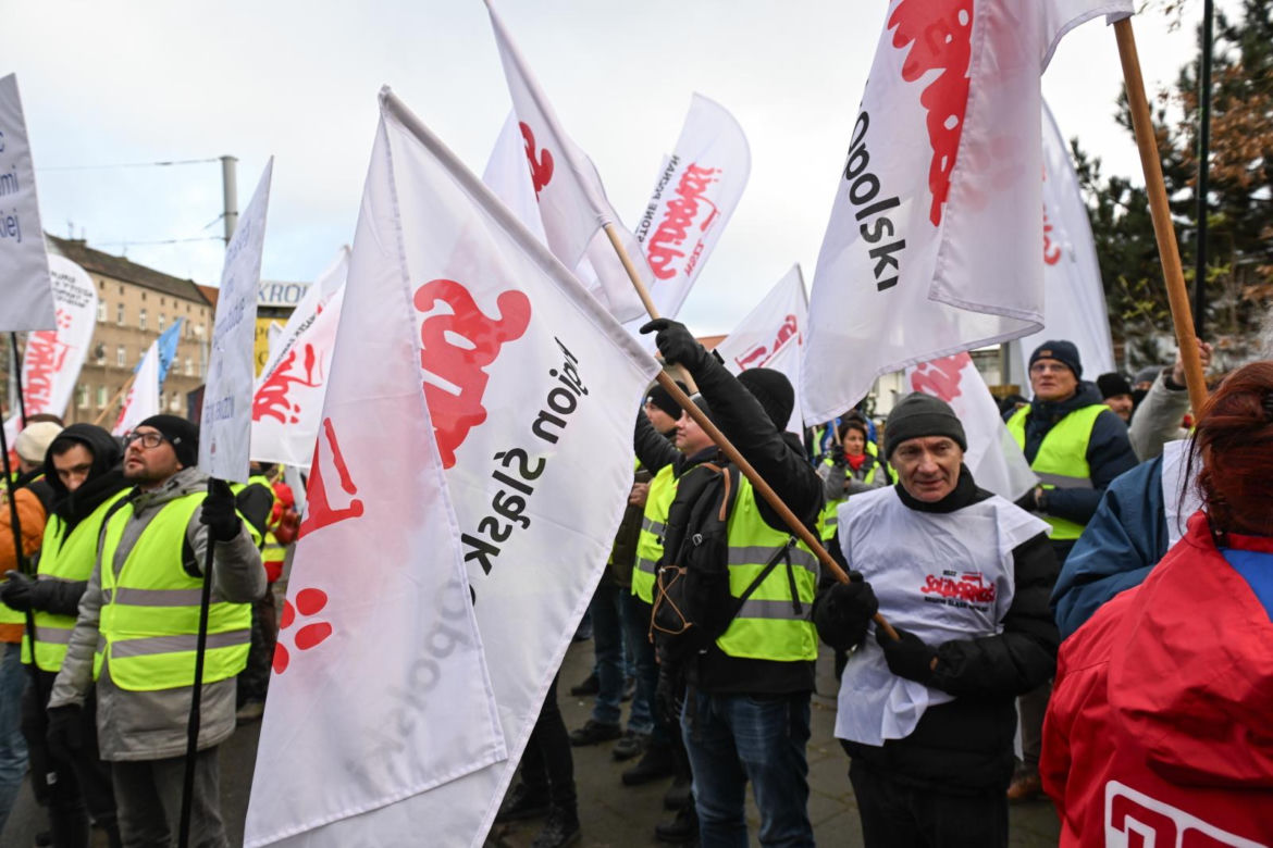 Protest związkowców w Szczecinie