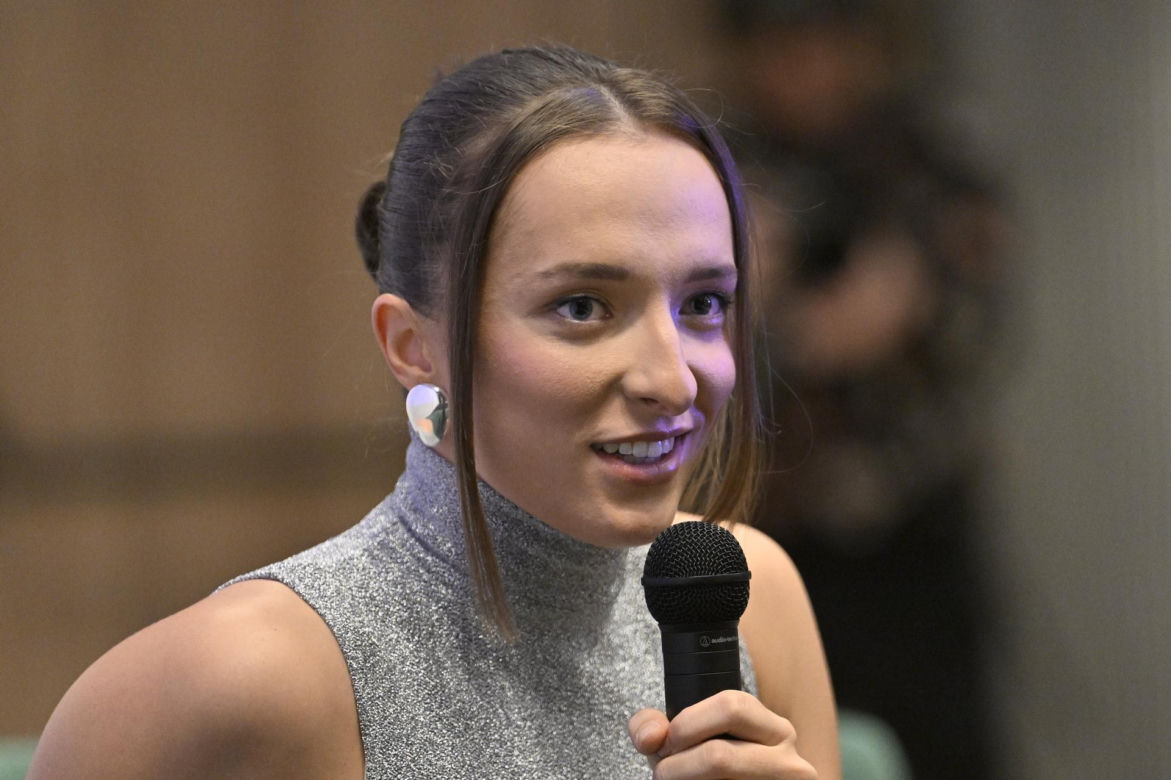 Iga Świątek i Daria Abramowicz na konferencji