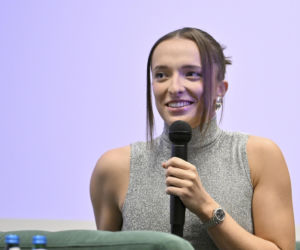 Iga Świątek i Daria Abramowicz na konferencji