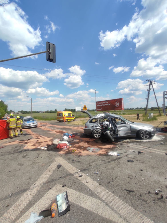 Palmiry wypadek z udziałem motocykla i osobówki