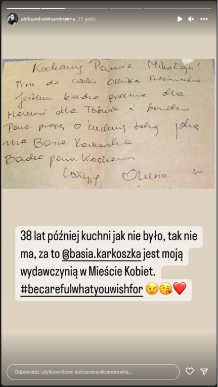 Ola Kwaśniewska napisała list do św. Mikołaja