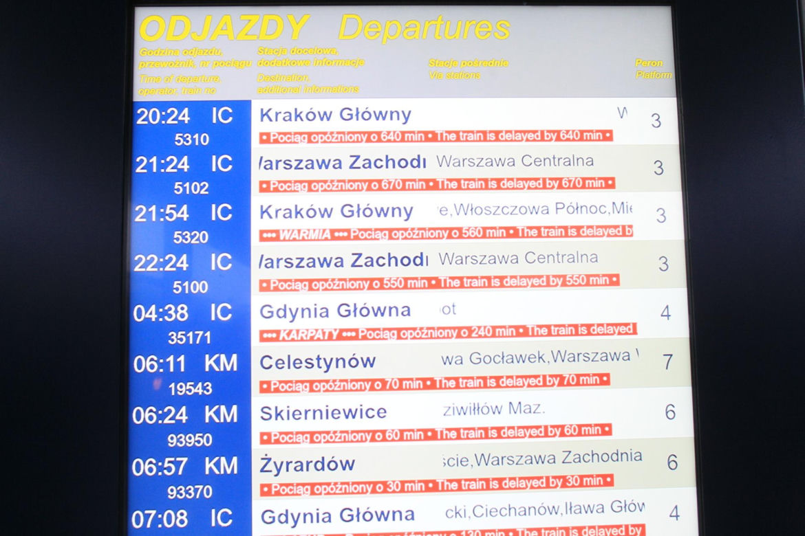 Paraliż na kolei. Gigantyczne opóźnienia pociągów