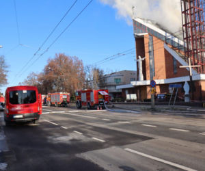 Akcja gaszenia pożaru w kościele NSJ w Lublinie