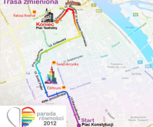 Parada Równości 2012 w Warszawie - TRASA Parady Równości