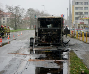 Pożar autobusu na ulicy Ku Słońcu w Szczecinie