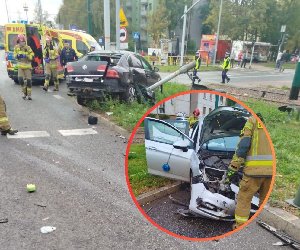 Rozbity volkswagen i karetka w Bytomiu. Na miniaturze wrak opla. O wypadku z radiowozem przeczytasz na SE.