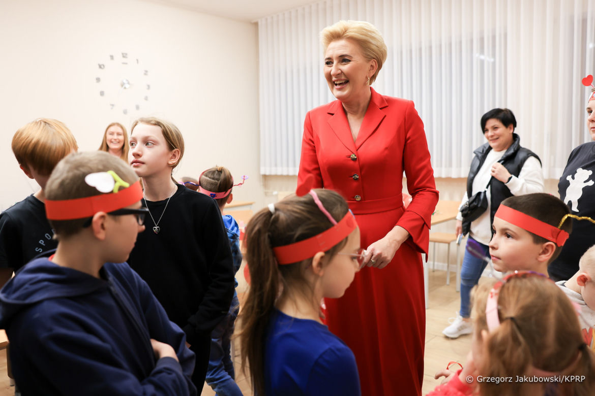 Agata Duda na zabawie walentynkowej