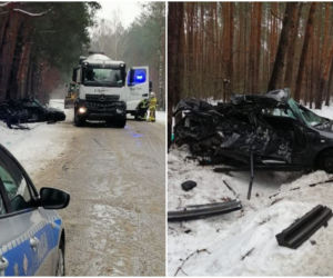 Owadów. 21-latek zginął w wypadku! Jego opel zderzył się z ciężarowym mercedesem [ZDJĘCIA]