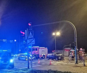 Wypadek radiowozu w Krakowie