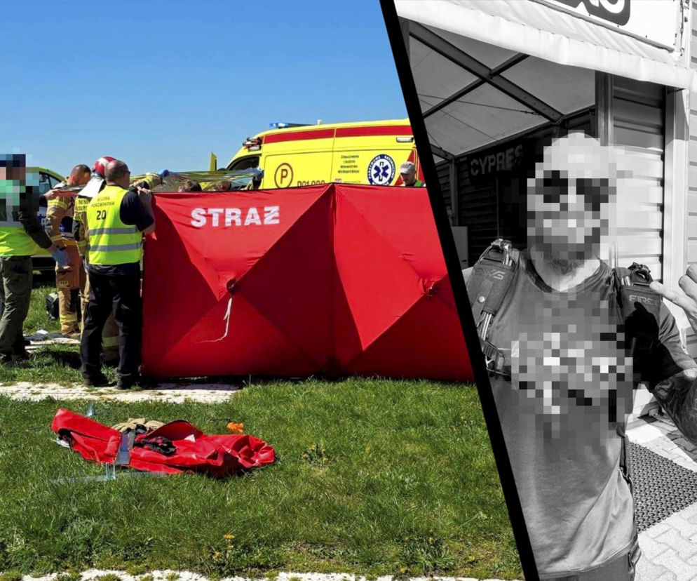 Dramat podczas skoku spadochronowego. Rafał runął na płytę lotniska 