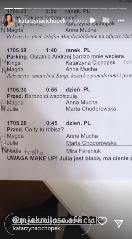 M jak miłość odcinek 1705. Zdjęcie scenariusza - Julia i Magda w siedlisku