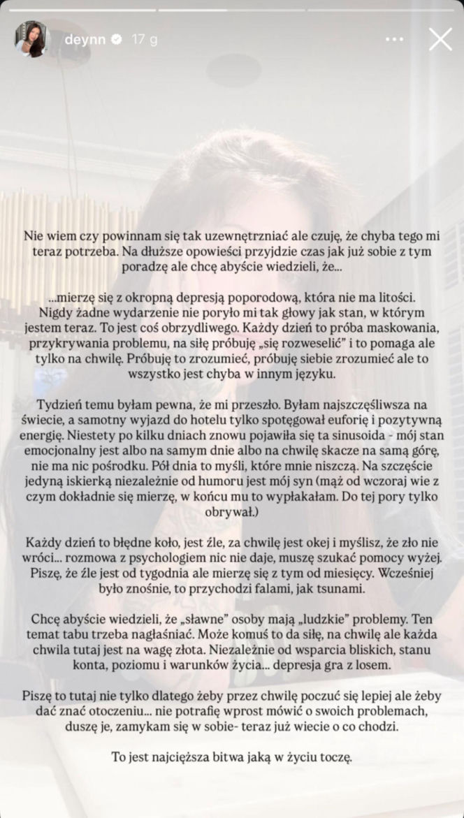 Deynn o depresji poporodowej