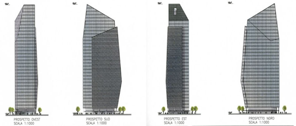 Wieżowiec Torre Diamante w Mediolanie, elewacje