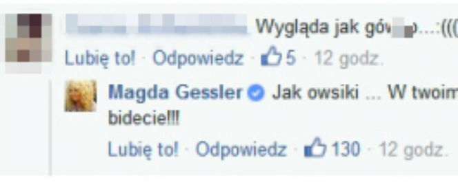 Magda Gessler chamsko odpowiada fance!