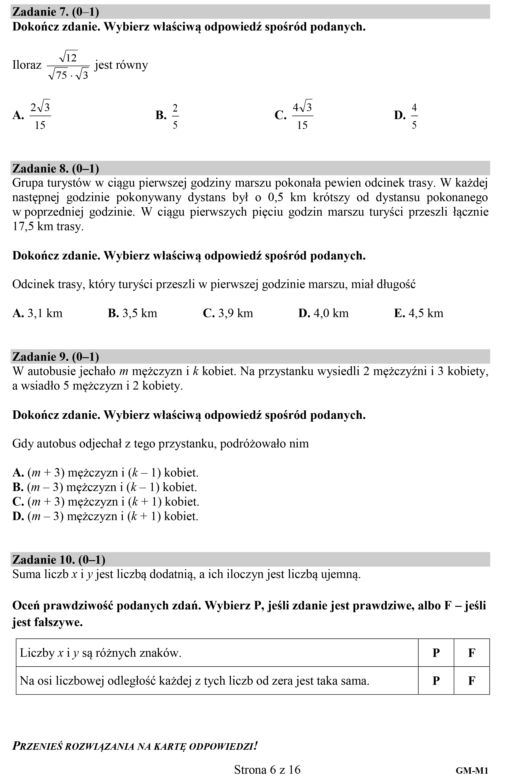 Egzamin gimnazjalny 2018 - część matematyczna