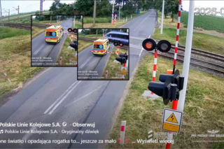 Horror na przejeździe kolejowym. Karetka utknęła między rogatkami! Szokujące nagranie