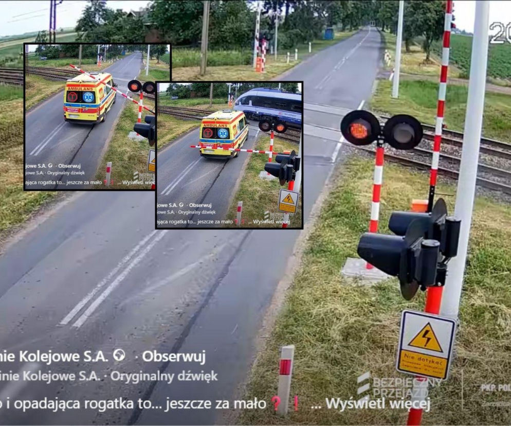 Karetka utknęła na przejeździe kolejowym. Wstrząsające nagranie