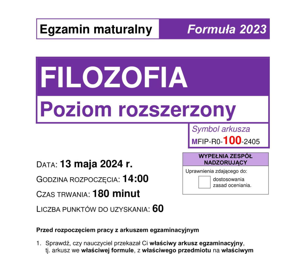 Matura 2026 z filozofii 8.05.2026: Arkusz CKE i odpowiedzi. Sprawdź formułę 2015 i 2023 