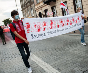 Marsz solidarności z Białorusinami w Krakowie