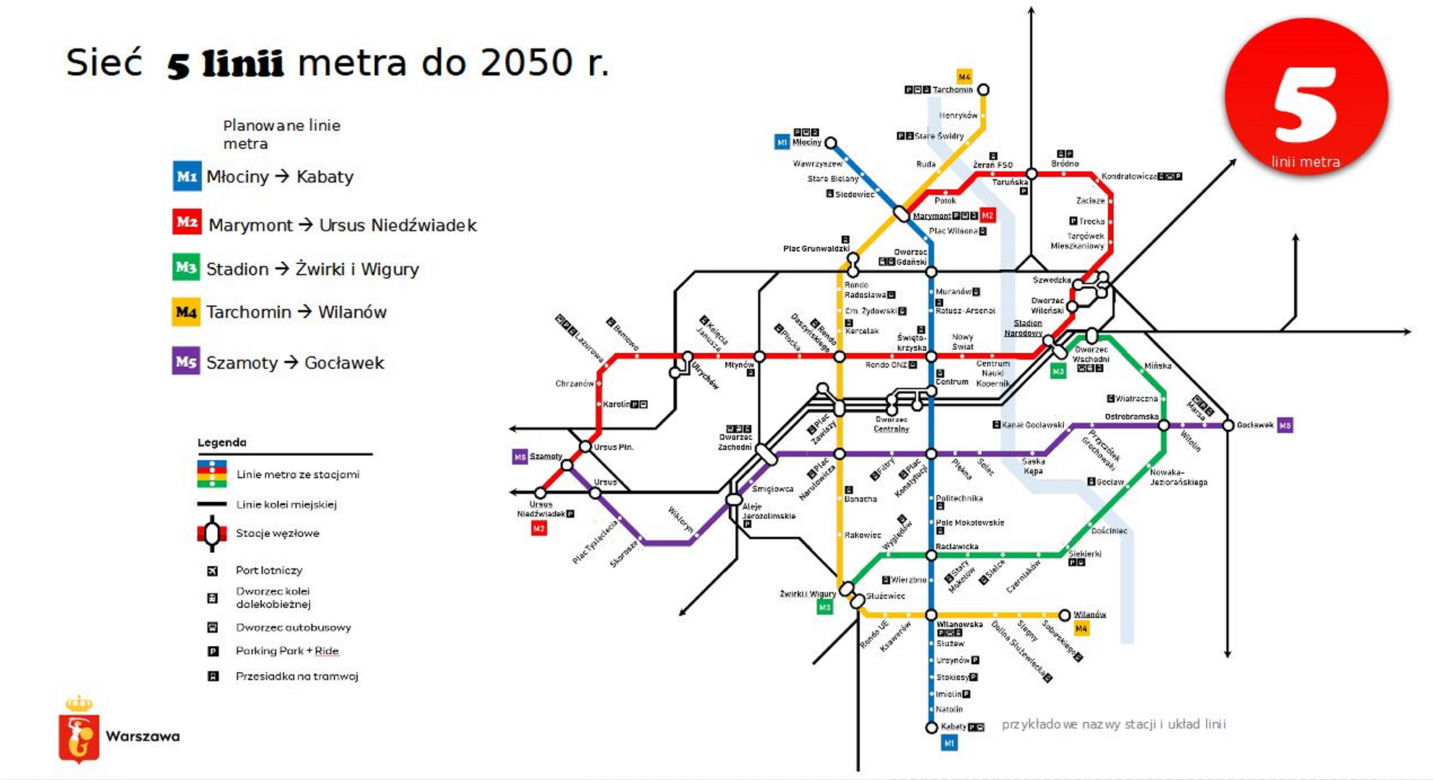Pięć stacji metra do 2050 roku. Wielki masterplan dla Warszawy
