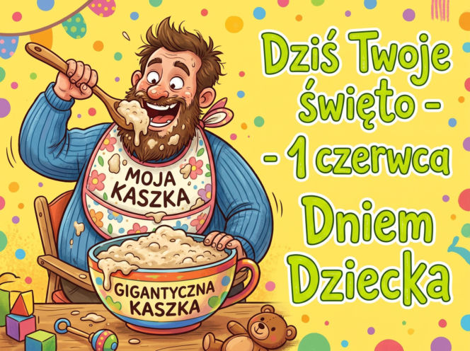 Zabawna kartki na Dzień Dziecka dla dorosłych