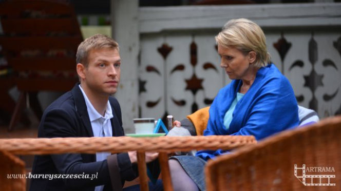 Barwy szczęścia odc. 1257. Łukasz Sadowski (Michał Rolnicki), Regina (Ewa Serwa)
