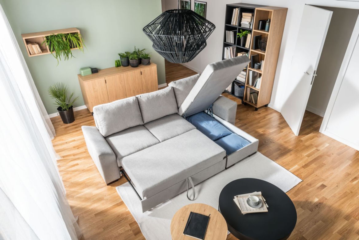 Sofa rozkładana. Modna sofa z funkcją spania