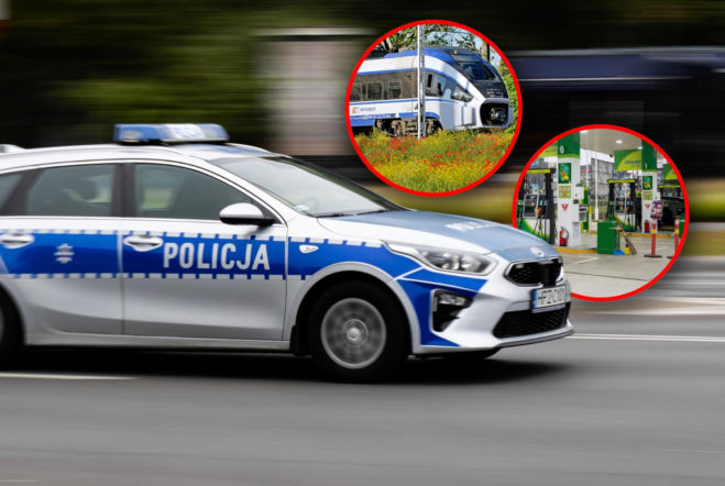 Panika na stacji paliw. Droga krajowa zamknięta, ruch pociągów wstrzymany, służby w akcji